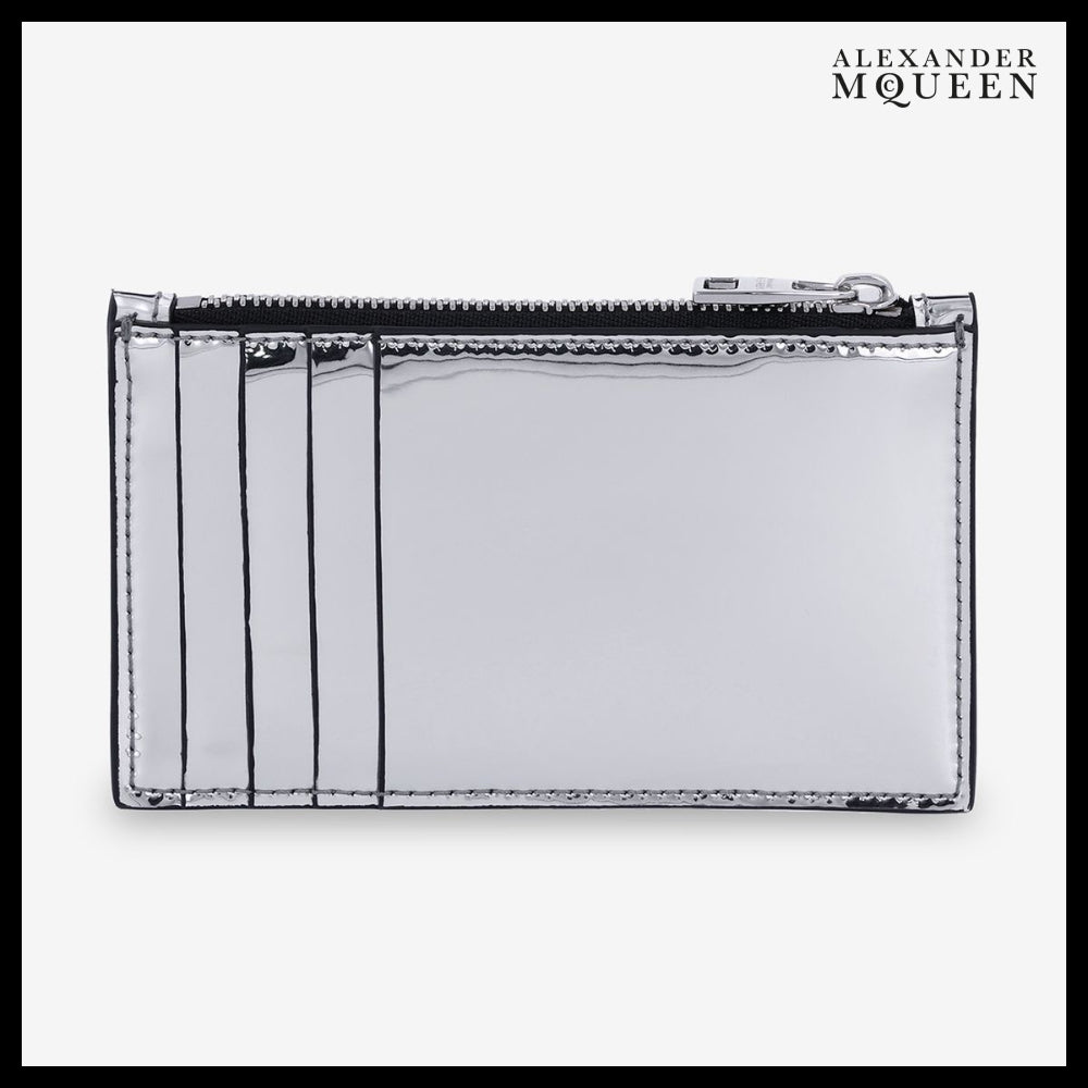 【ALEXANDER MCQUEEN】Zip coin card holder silver