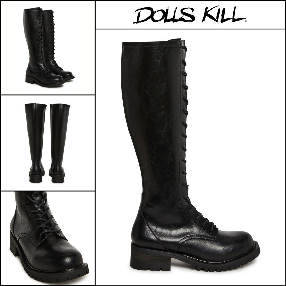 ◆DOLLS KILL◆DARKER WAVS Outro Knee High Cadet Boots