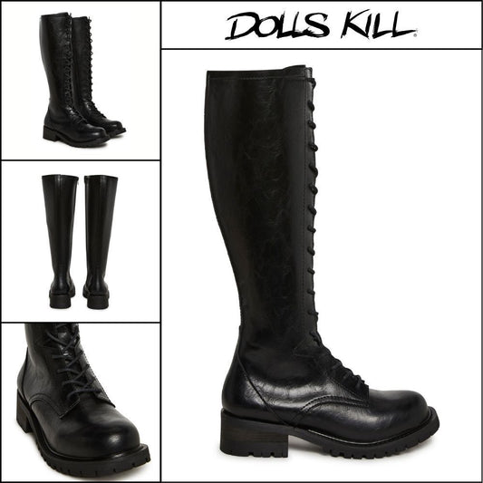 ◆DOLLS KILL◆DARKER WAVS Outro Knee High Cadet Boots