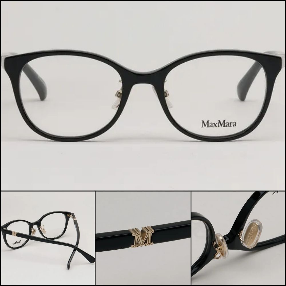 【Max Mara】Black Horn-Rimmed Eyeglasses Asian Fit Unisex