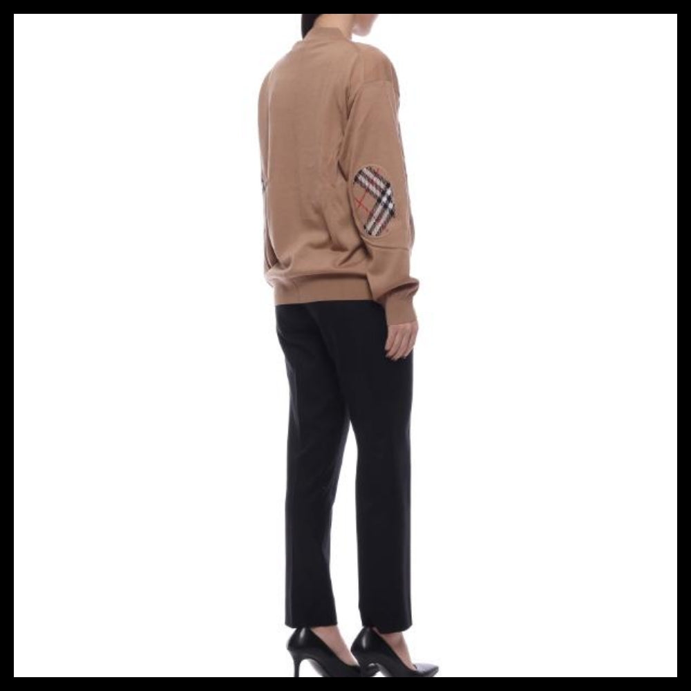 【BURBERRY】DORNOCH Elbow Patch Women’s Wool Cardigan