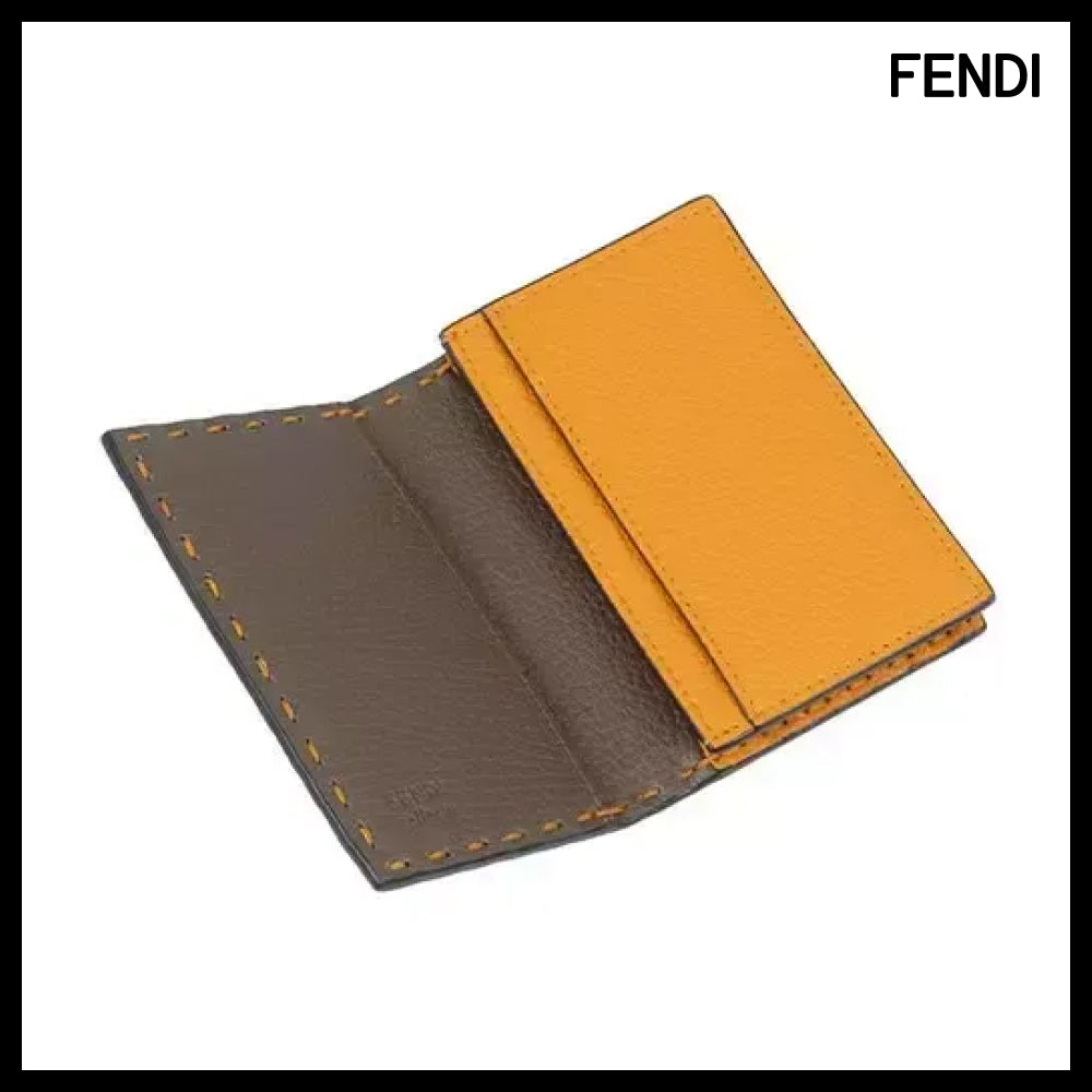 【Fendi】Selleria Unisex Card Wallet Leather Luxury