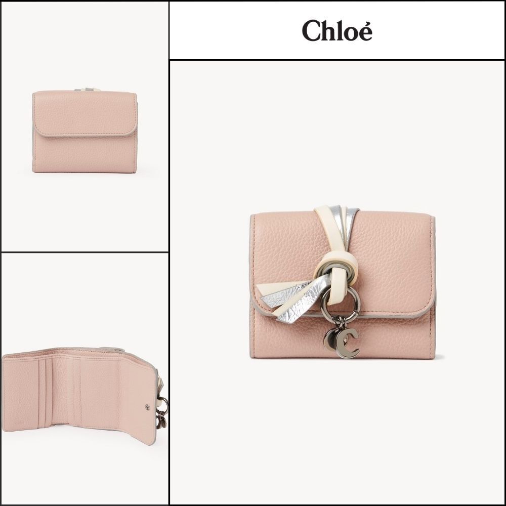 【Chloe】Alphabet Small Trifold Wallet Powder Beige