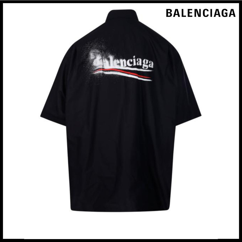 【BALENCIAGA】Political Stencil Short Sleeve Shirt Large Fit