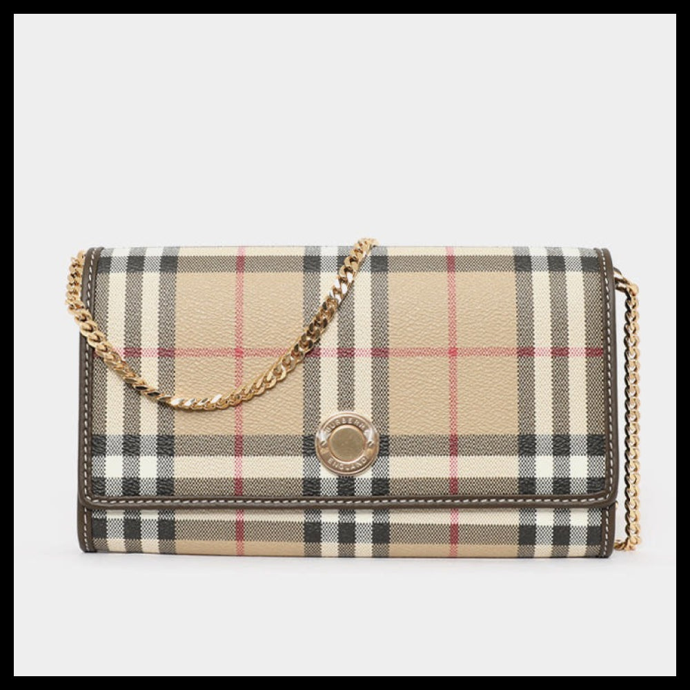 【Burberry】Vintage Check Chain Wallet Mini Women's Shoulder