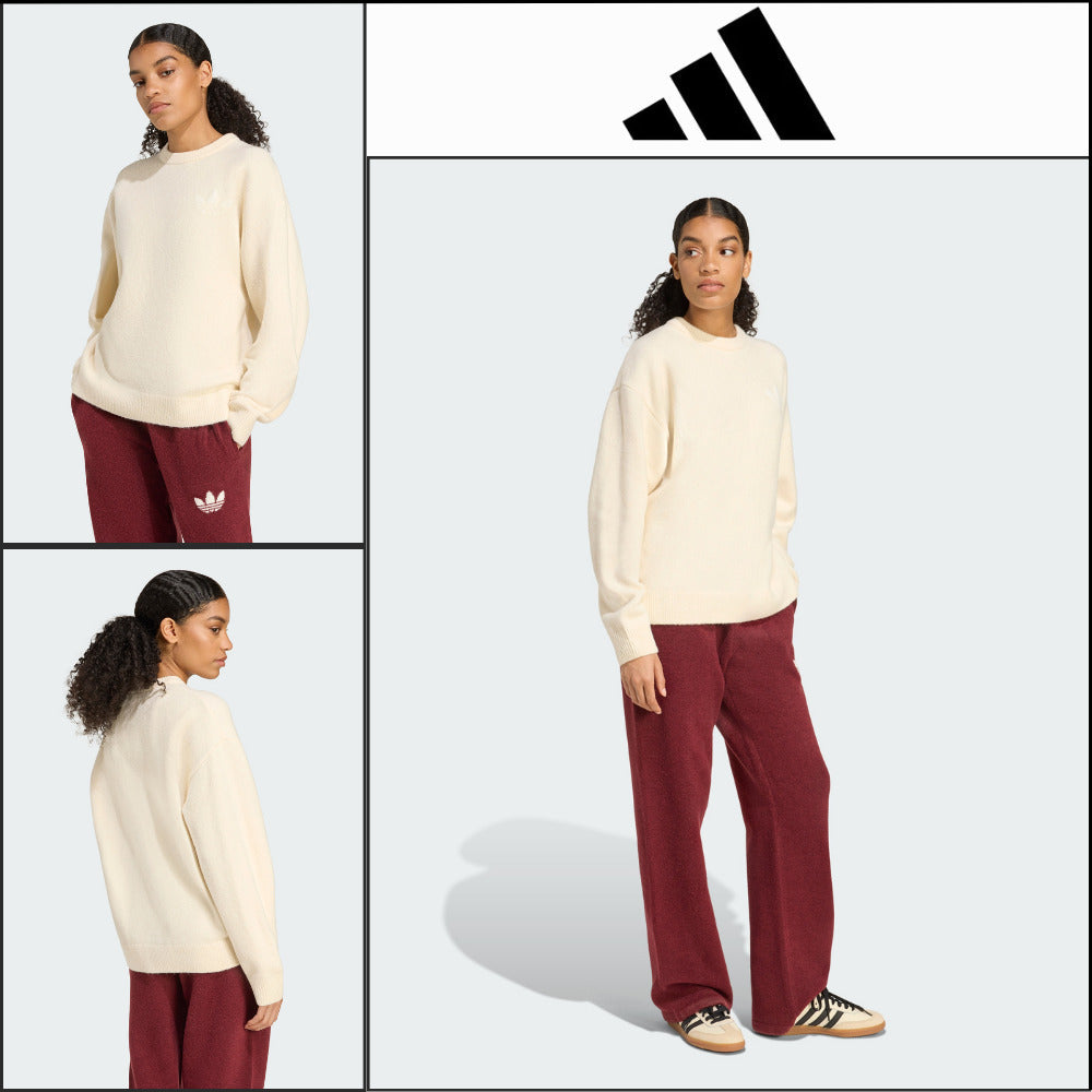 【ADIDAS】Knit Wonder White Sweater Crewneck Knit