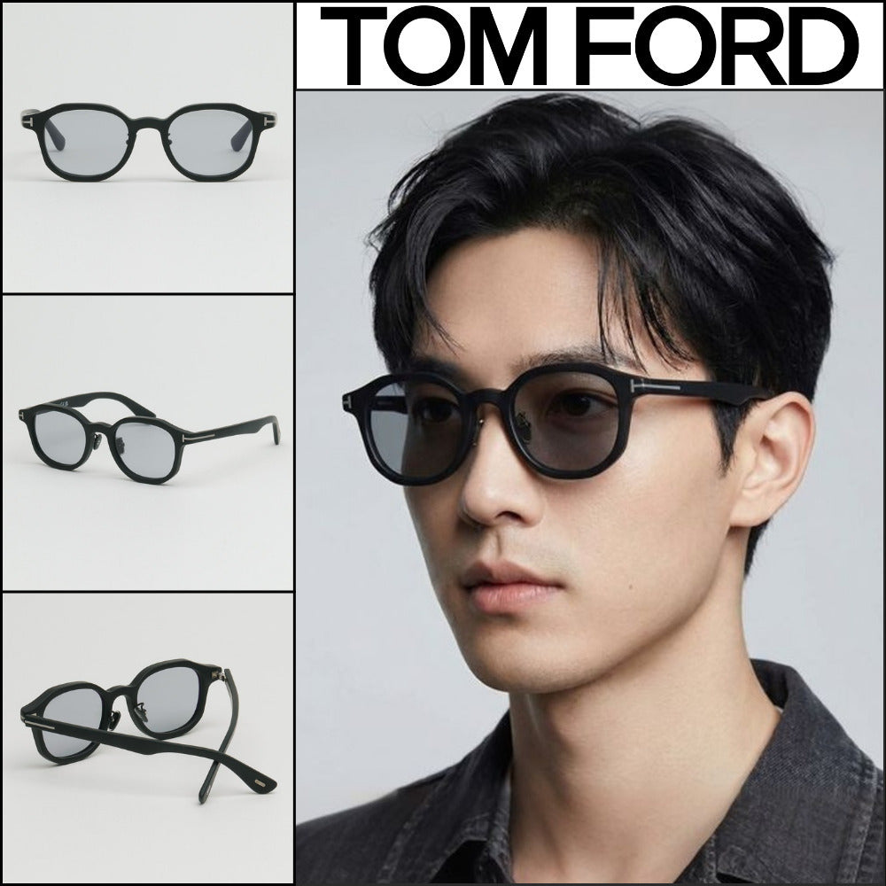 【TOM FORD】Matte Black Horn-Rimmed Sunglasses Grey Tint