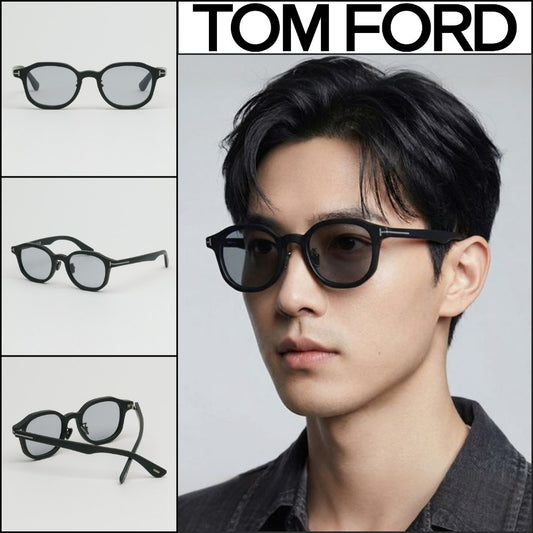 【TOM FORD】Matte Black Horn-Rimmed Sunglasses Grey Tint