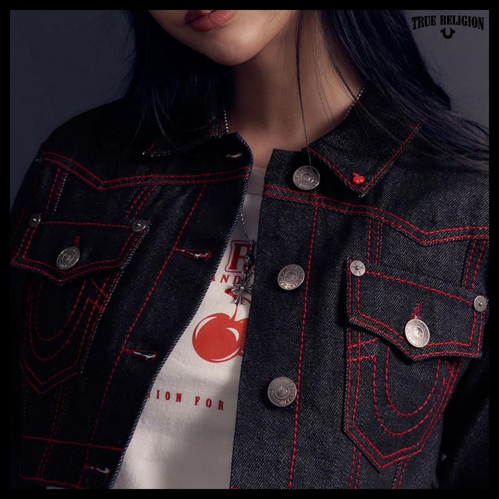【TRUE RELIGION x KIRSH】Stitch Point Denim Crop Jacket