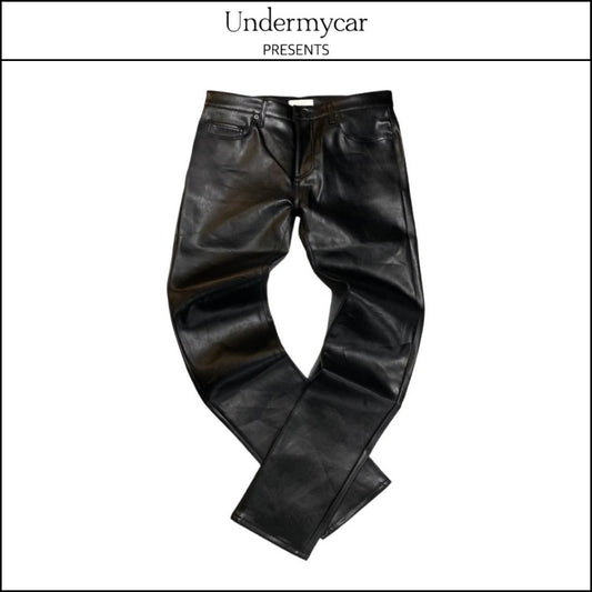【Undermycar】Etle Slim Fit Glossy Film Coated Jeans Black