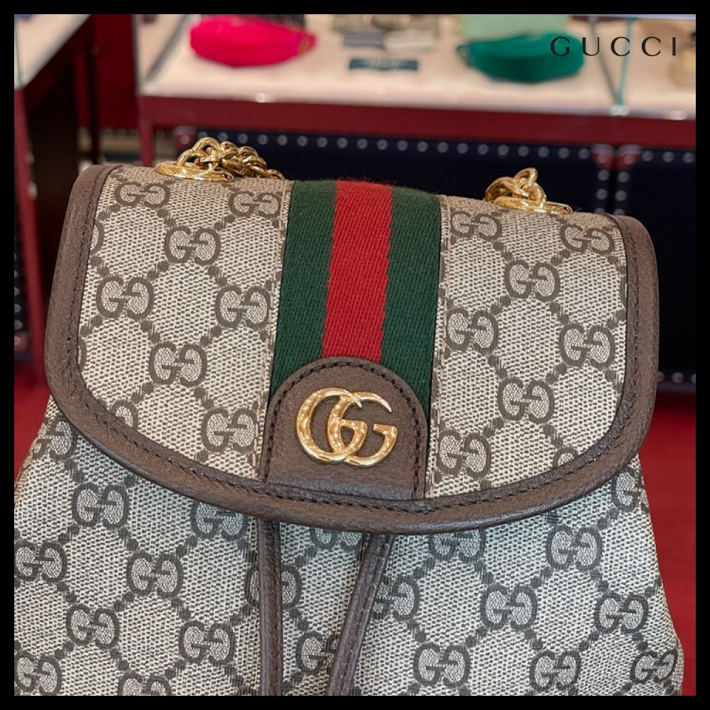 【GUCCI】GG Ophidia Supreme Mini Backpack Beige Ebony
