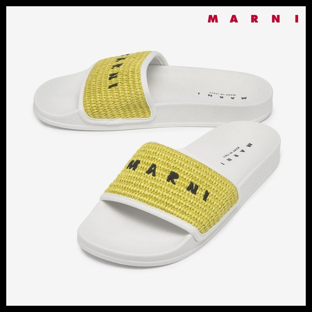 【MARNI】RAFFIA SANDAL GREEN WHITE