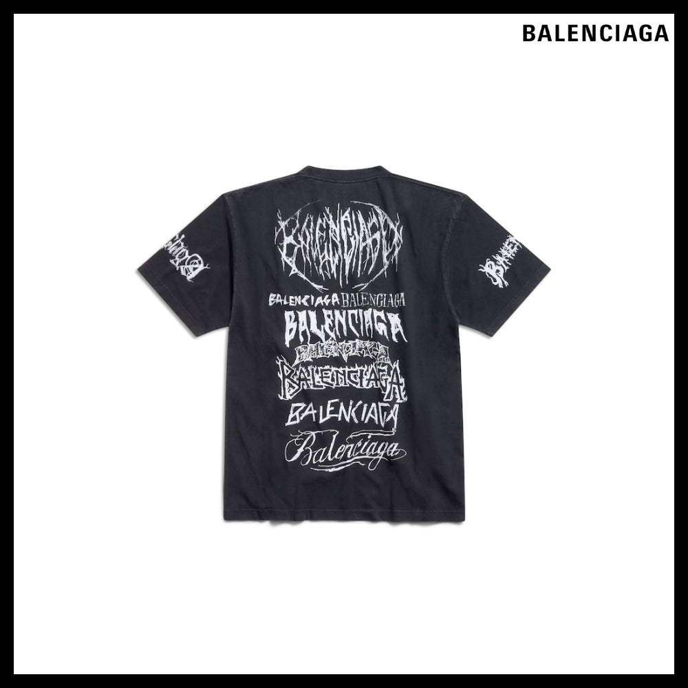 【BALENCIAGA】Large Fit T-Shirt Faded Black White