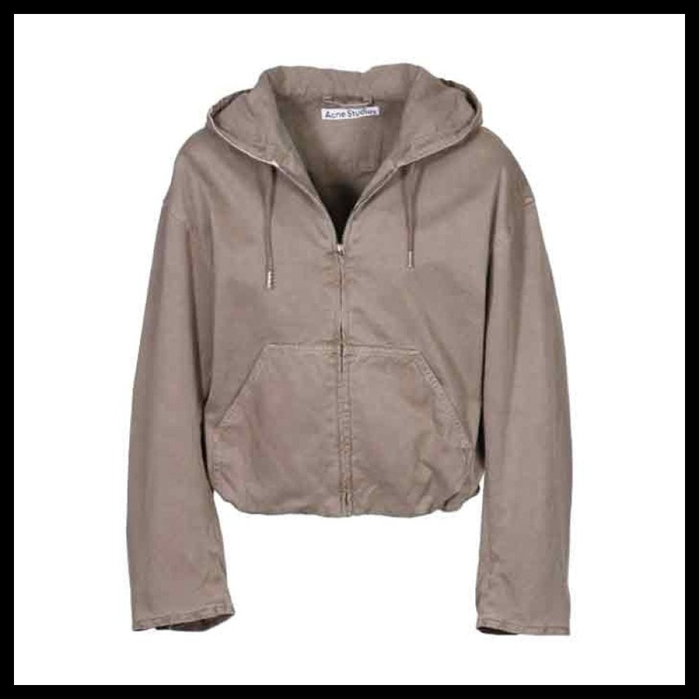 【Acne Studios】Drawstring Zip-Up Hoodie with Back Logo