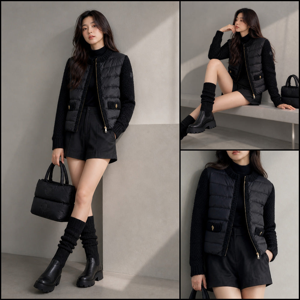 【MONCLER】Padded Zip-up Cardigan Black