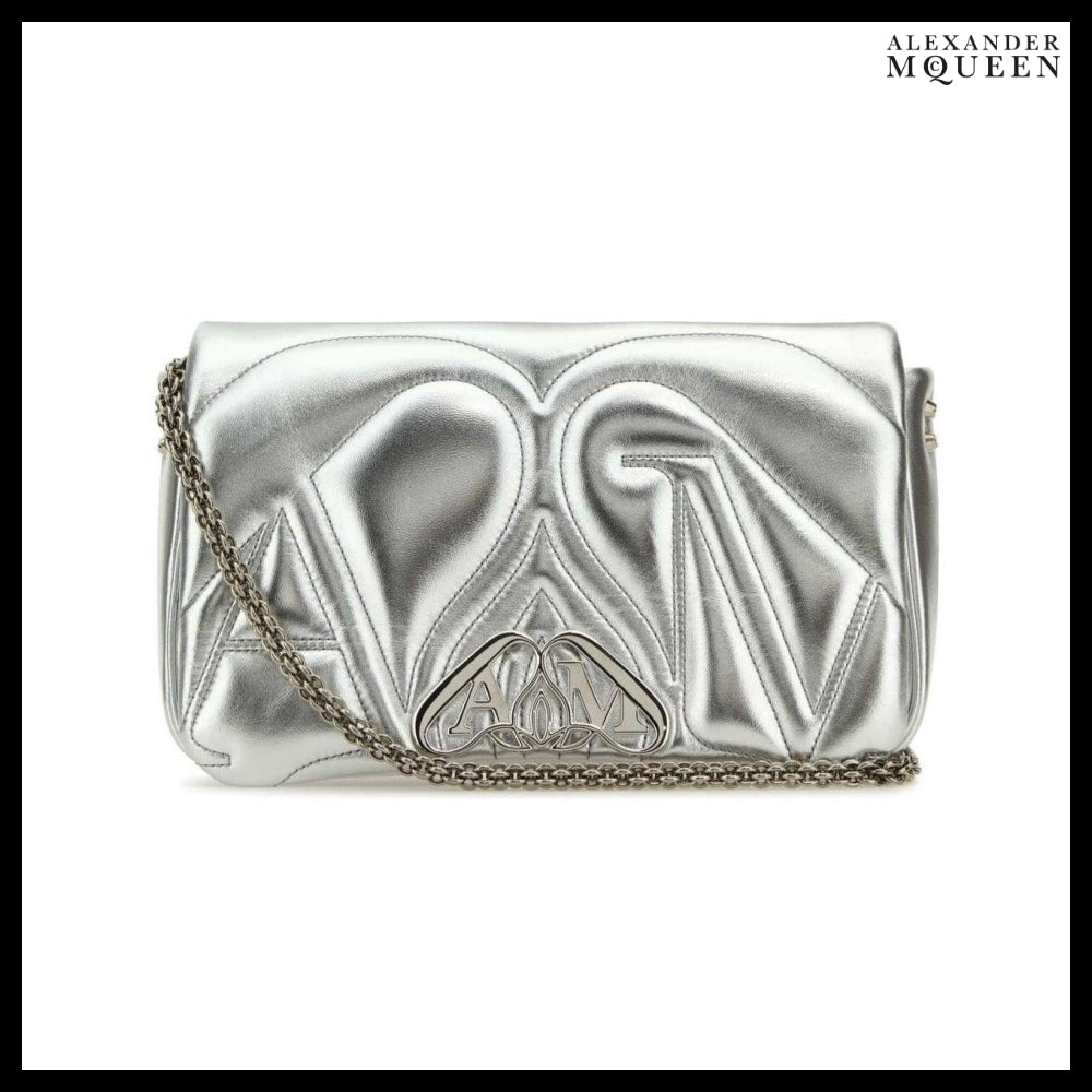 【Alexander Mcqueen】Silver Leather Small Seal Shoulder Bag