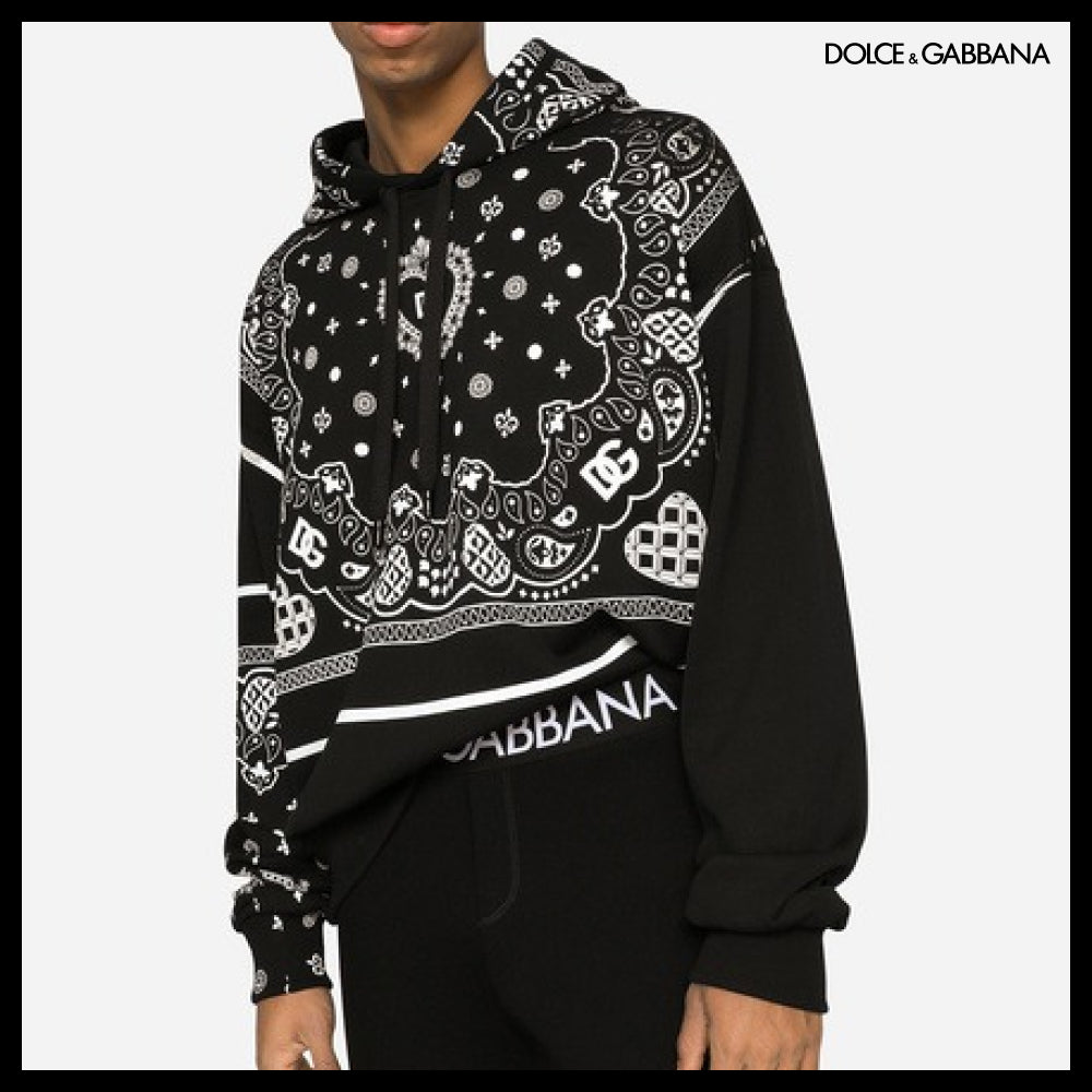 【Dolce & Gabbana】BANDANNA-PRINT JERSEY HOODIE