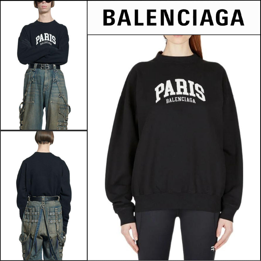 【BALENCIAGA】Cities Paris Crewneck Sweatshirt Black White