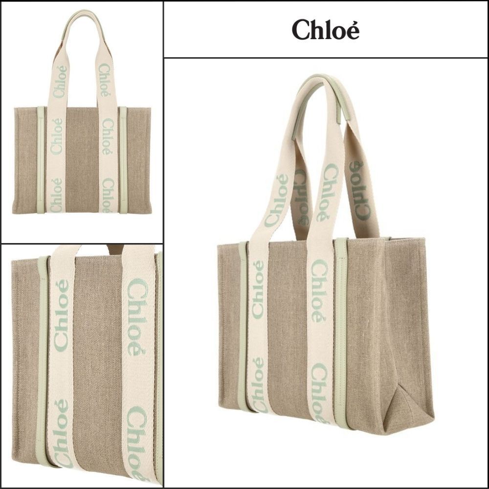 【Chloe】ウディ リネン ミディアム トートバッグ