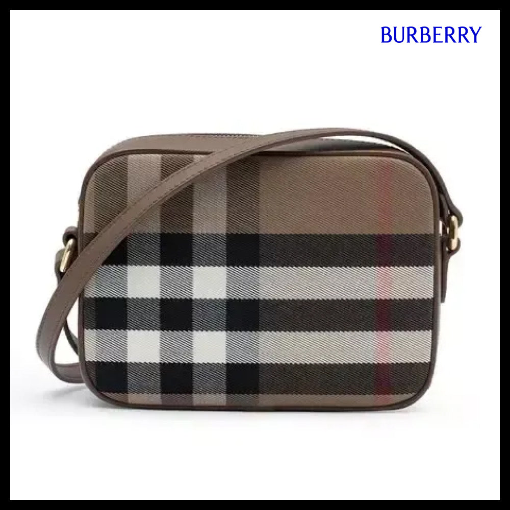 【BURBERRY】House Check Camera Bag Brown (Brown Strap)