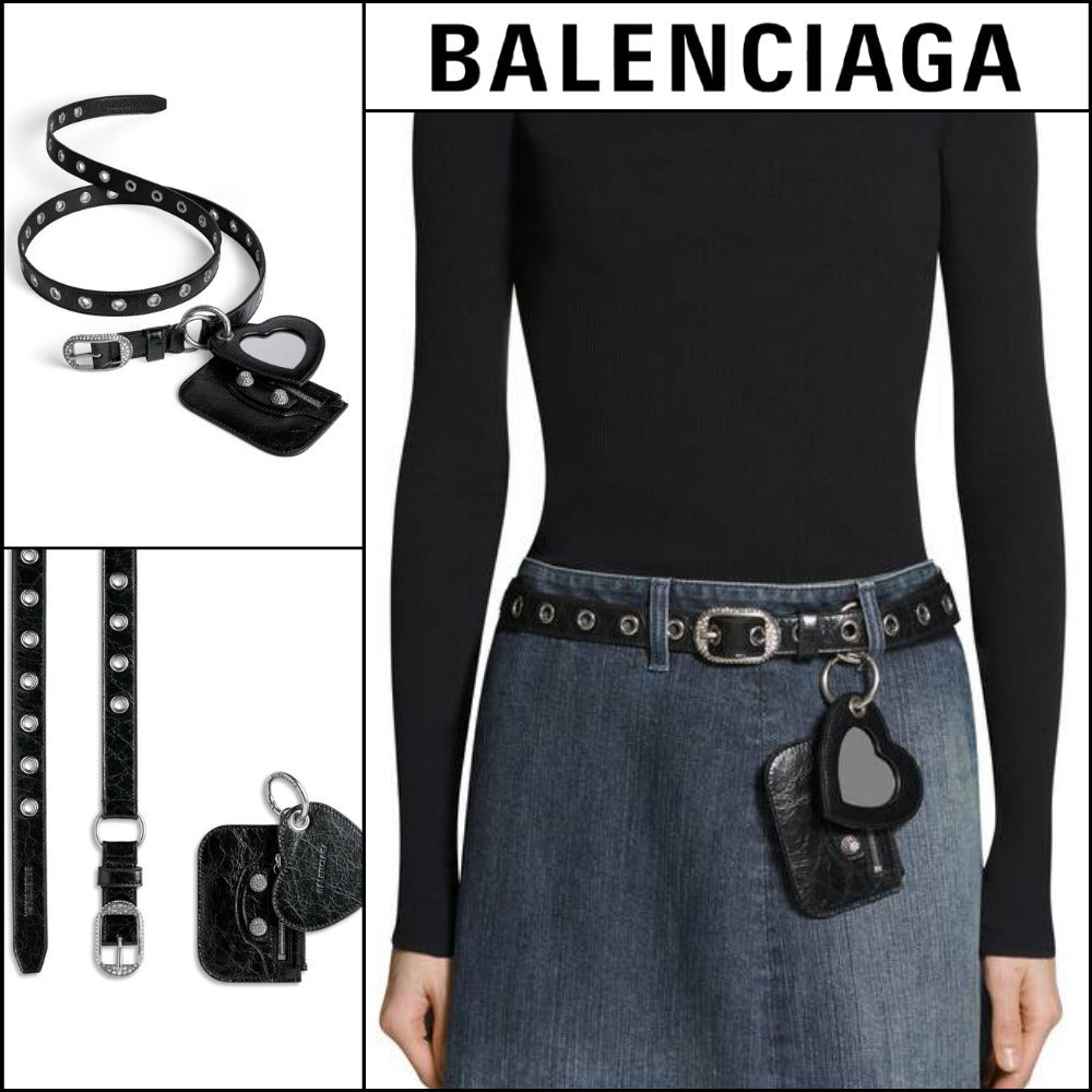 【BALENCIAGA】LE CAGOLE CHARMS BELT WITH RHINESTONES