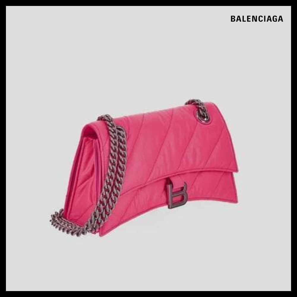 【BALENCIAGA】Crush Small Chain Bag Quilted Pink