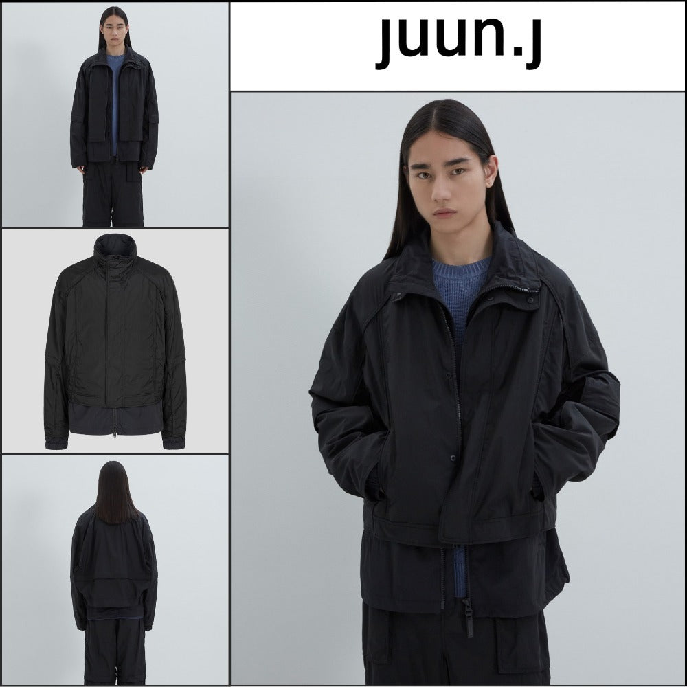 【JUUN.J】Ripstop Layered Puckering Jumper Black