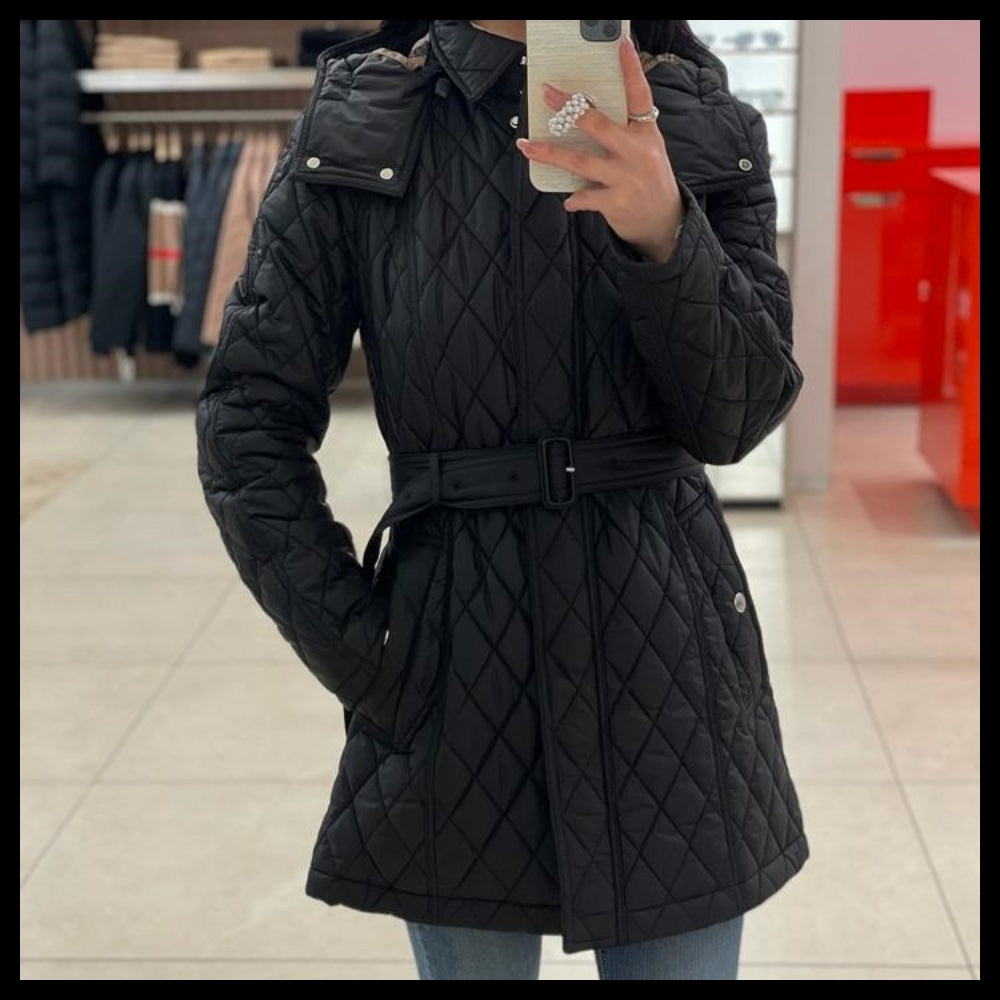 【BURBERRY】HEMINGFIELD Belted Women’s Diamond Quilted