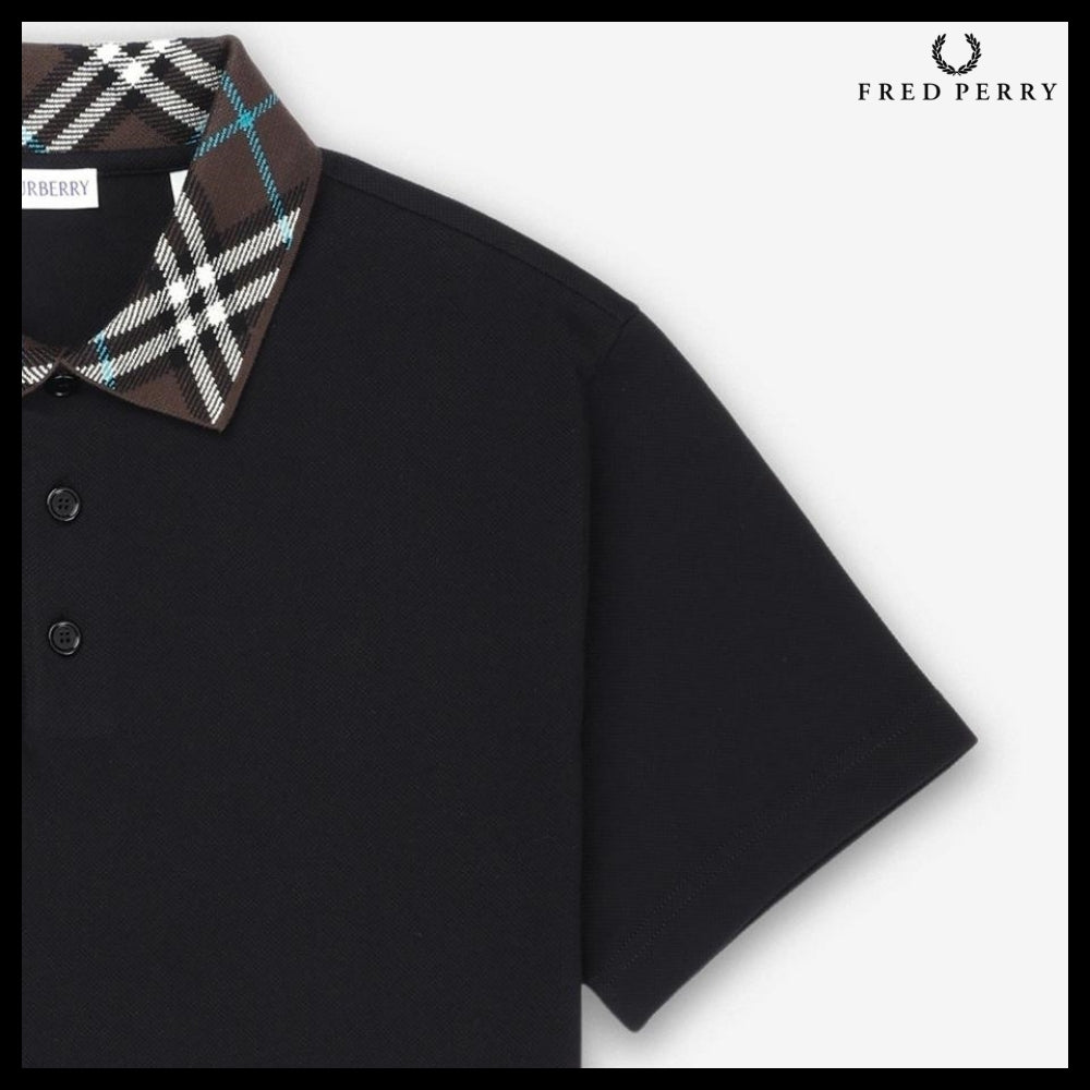 【Burberry】Cotton Slim Fit Polo Shirt Black