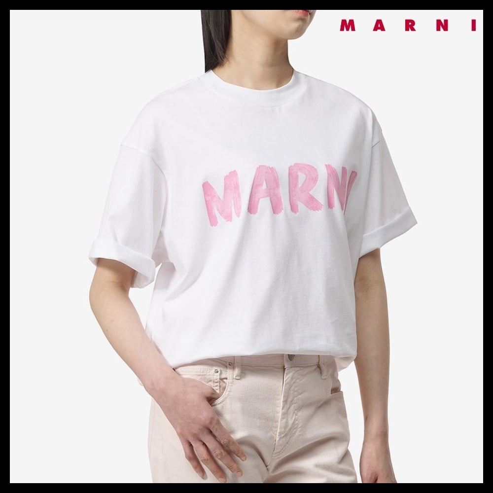 【MARNI】ロゴプリント 半袖Tシャツ リリーホワイト