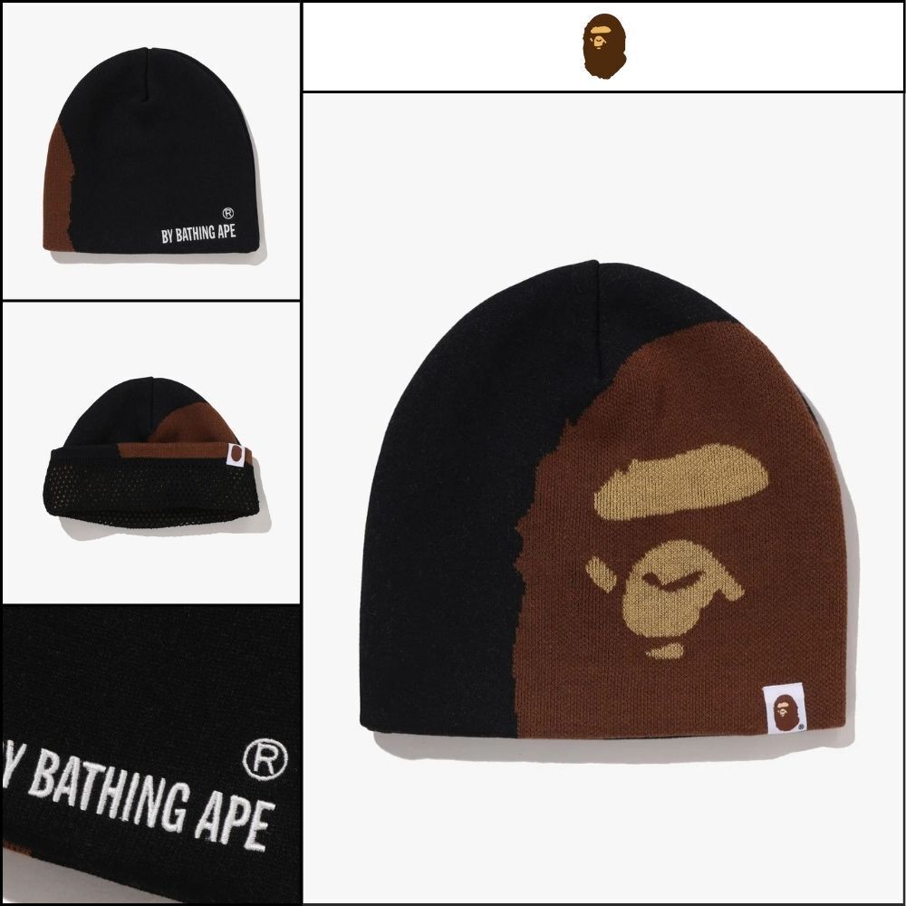 【A BATHING APE】Ape Head Knit Cap Black
