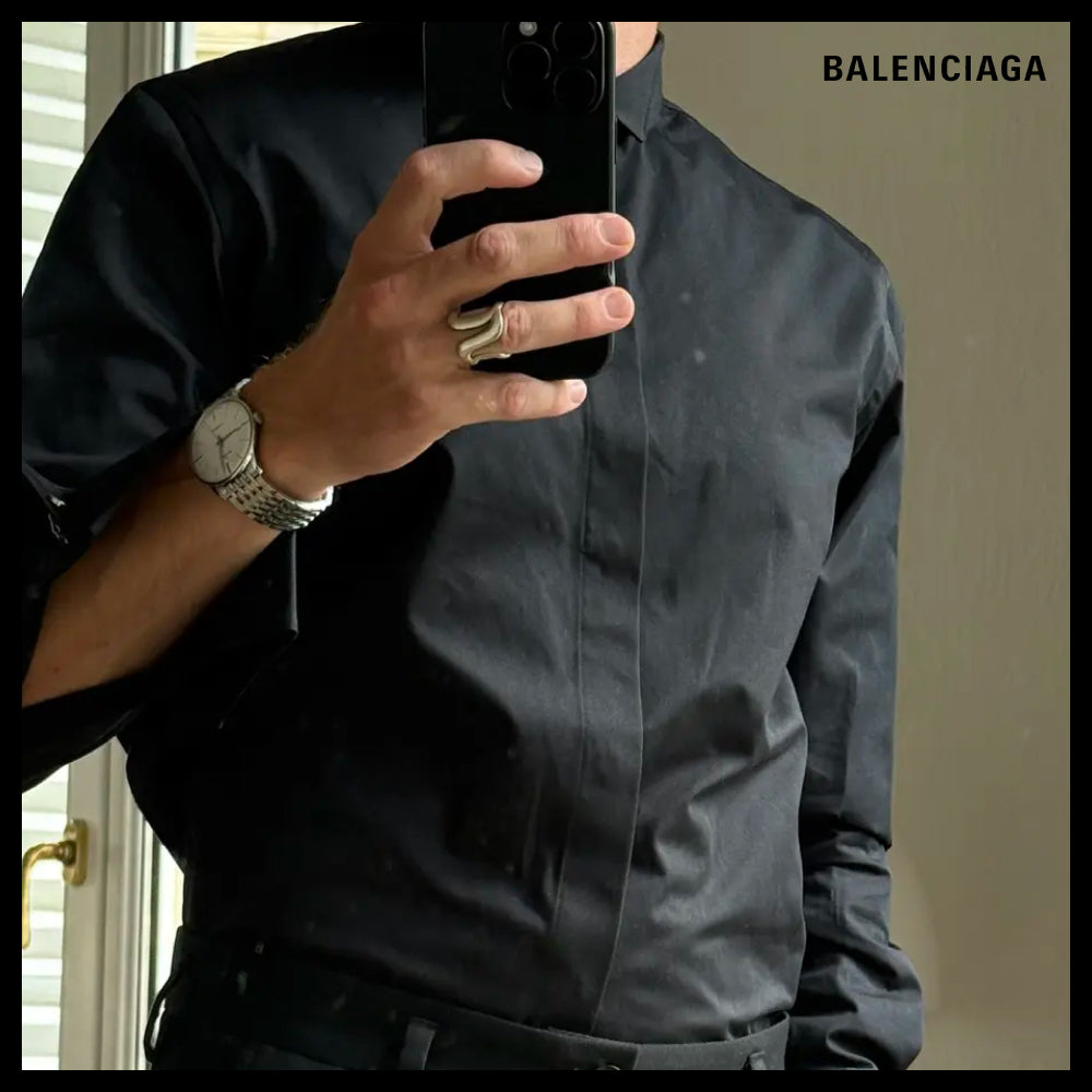 【BALENCIAGA】Regular Tuxedo Shirt Black