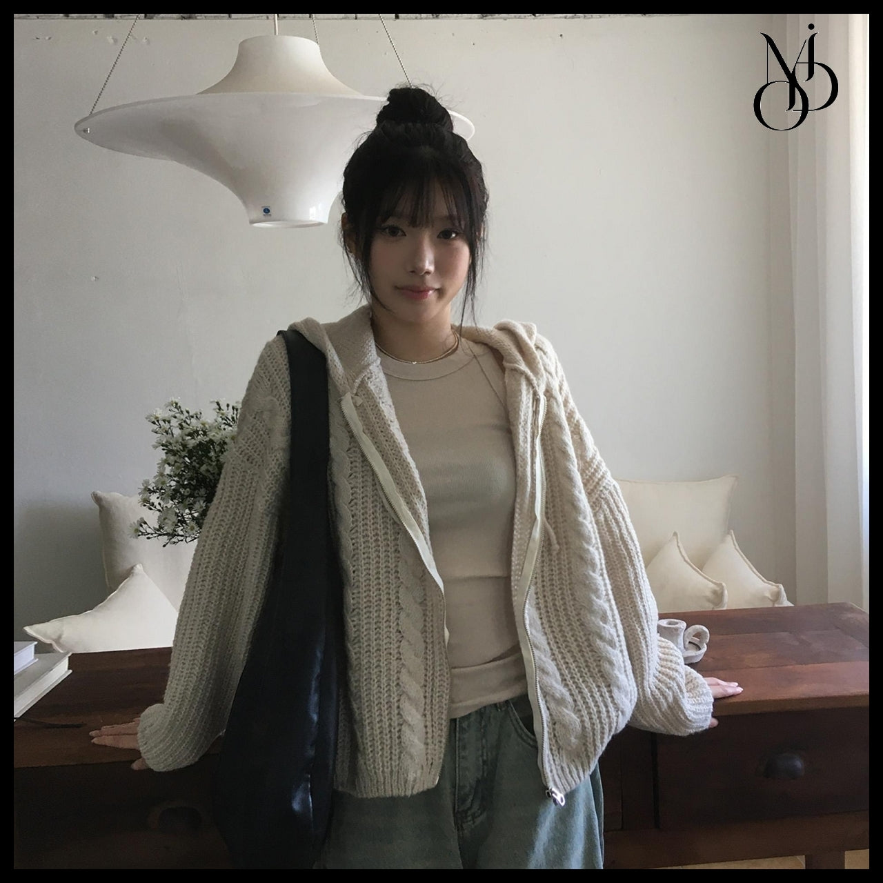 【MODIMOOD】Susu Cable Knit Zip-Up 7 Colors