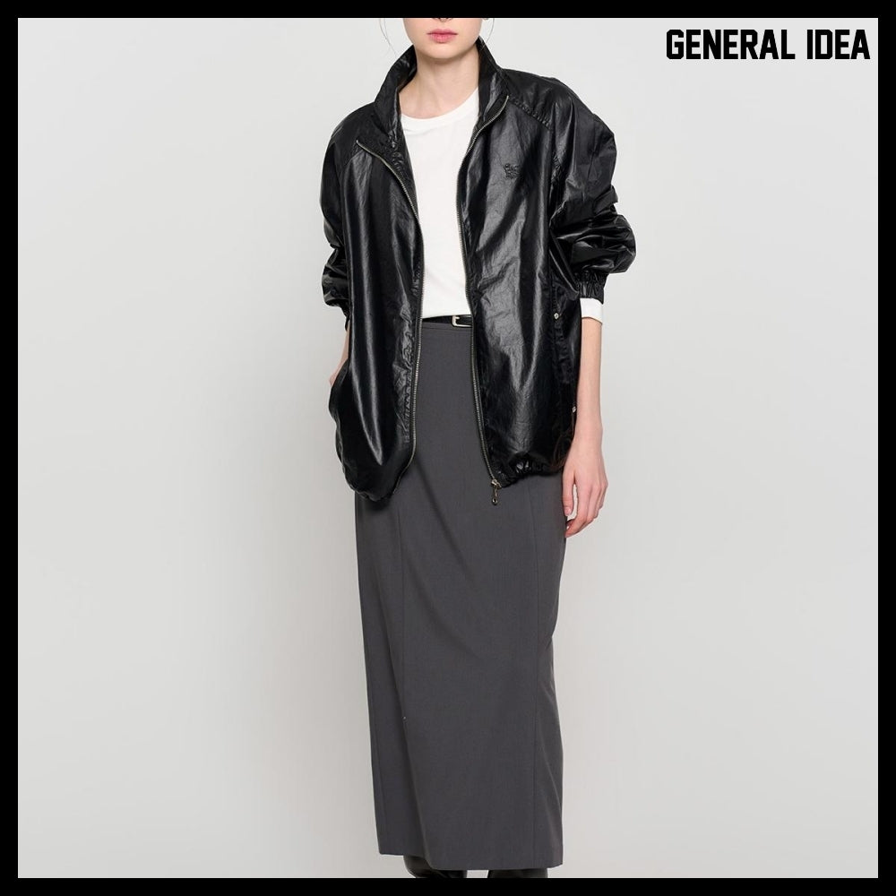 【GENERAL IDEA】Glossy Coating Jumper - Black