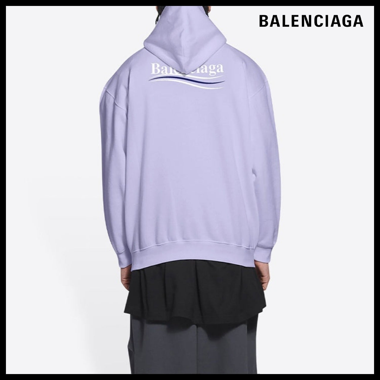 【BALENCIAGA】Purple Political Campaign Hoodie Medium Fit