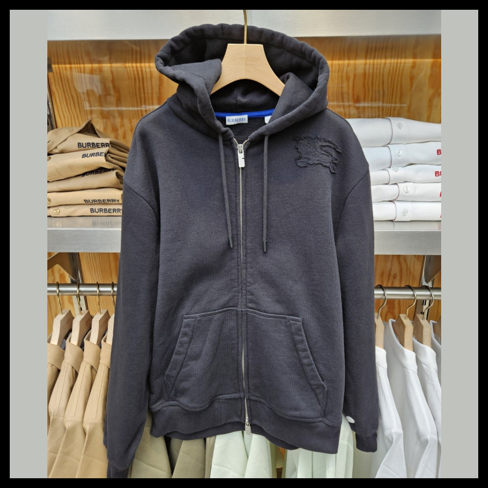 【Burberry】ES24 EKD Logo Embroidered Cotton Zip Hoodie