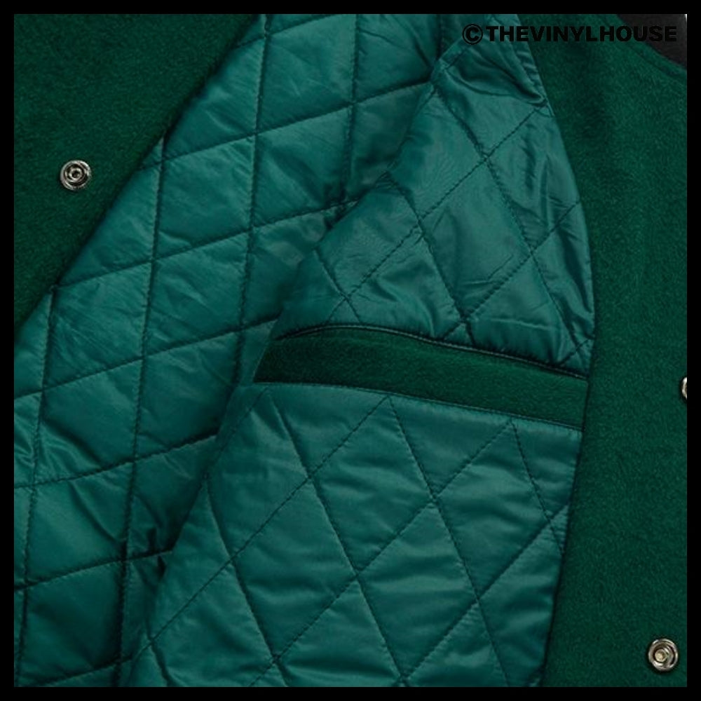 【THEVINYLHOUSE】Yin Yang Varsity Jacket Green