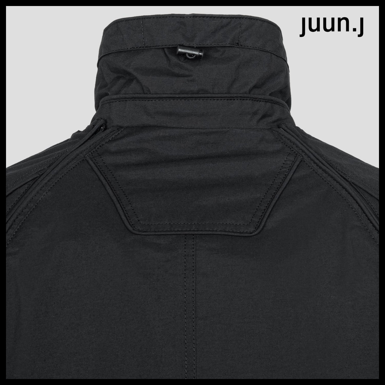 【JUUN.J】Stand Collar Sleeve Detachable Mac Coat Black