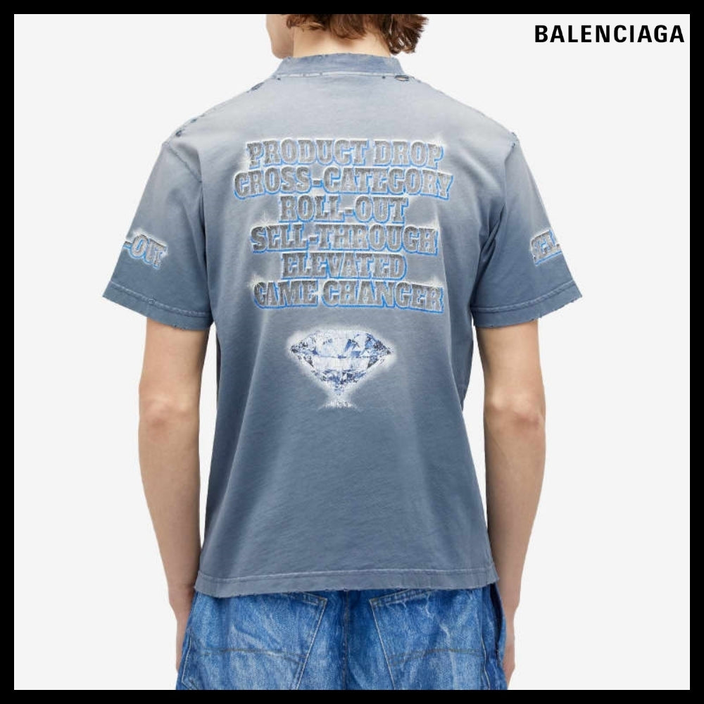 【BALENCIAGA】See Now Buy Small Fit T-Shirt Washed Blue