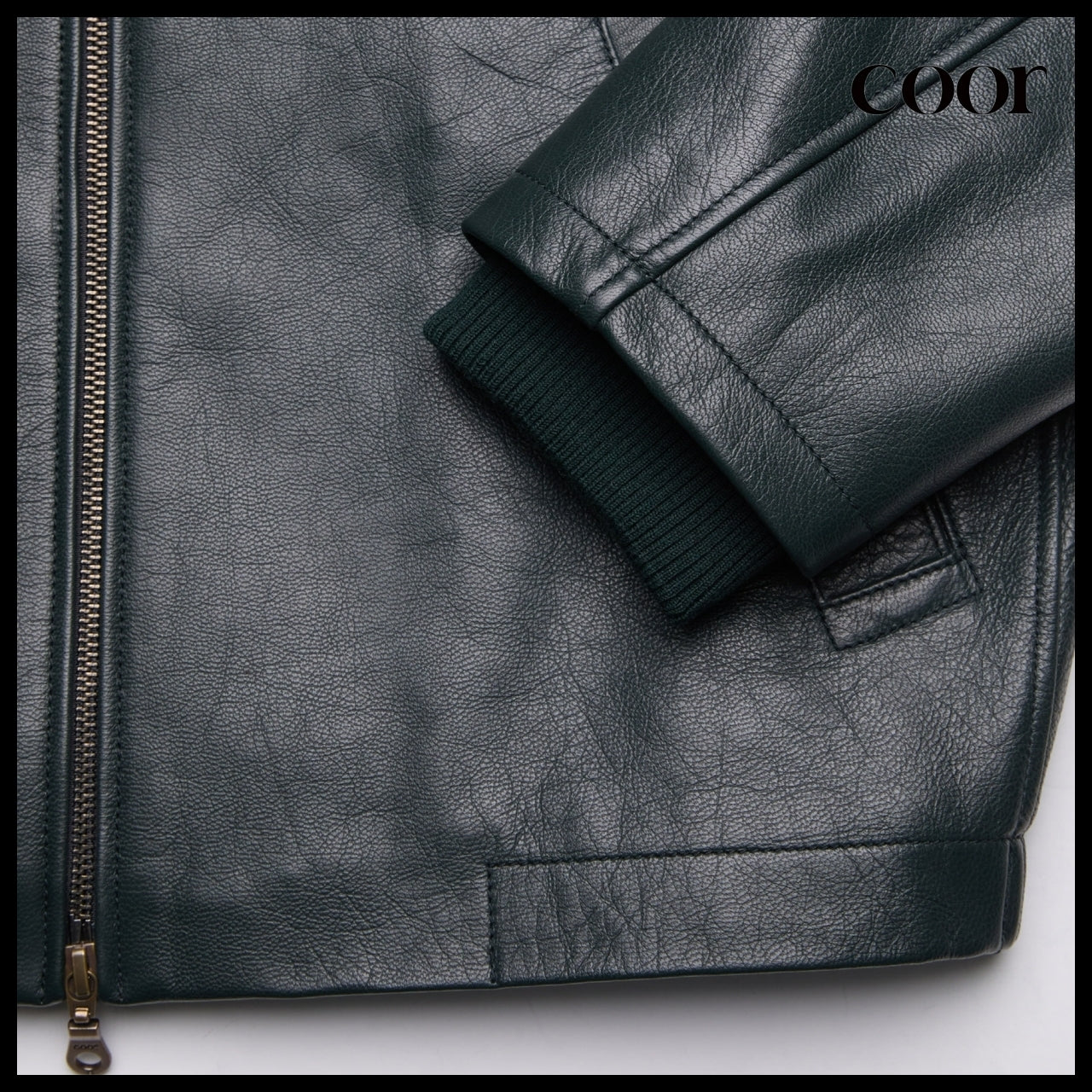 【COOR】Goat Skin Pilot Leather Jumper (2 Colors)