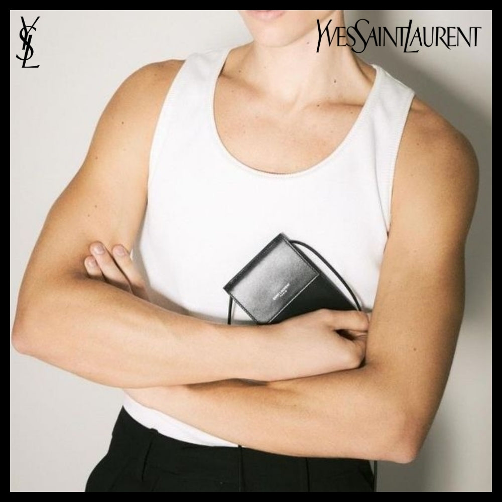 【SAINT LAURENT】 LOGO LEATHER CROSSBODY BAG