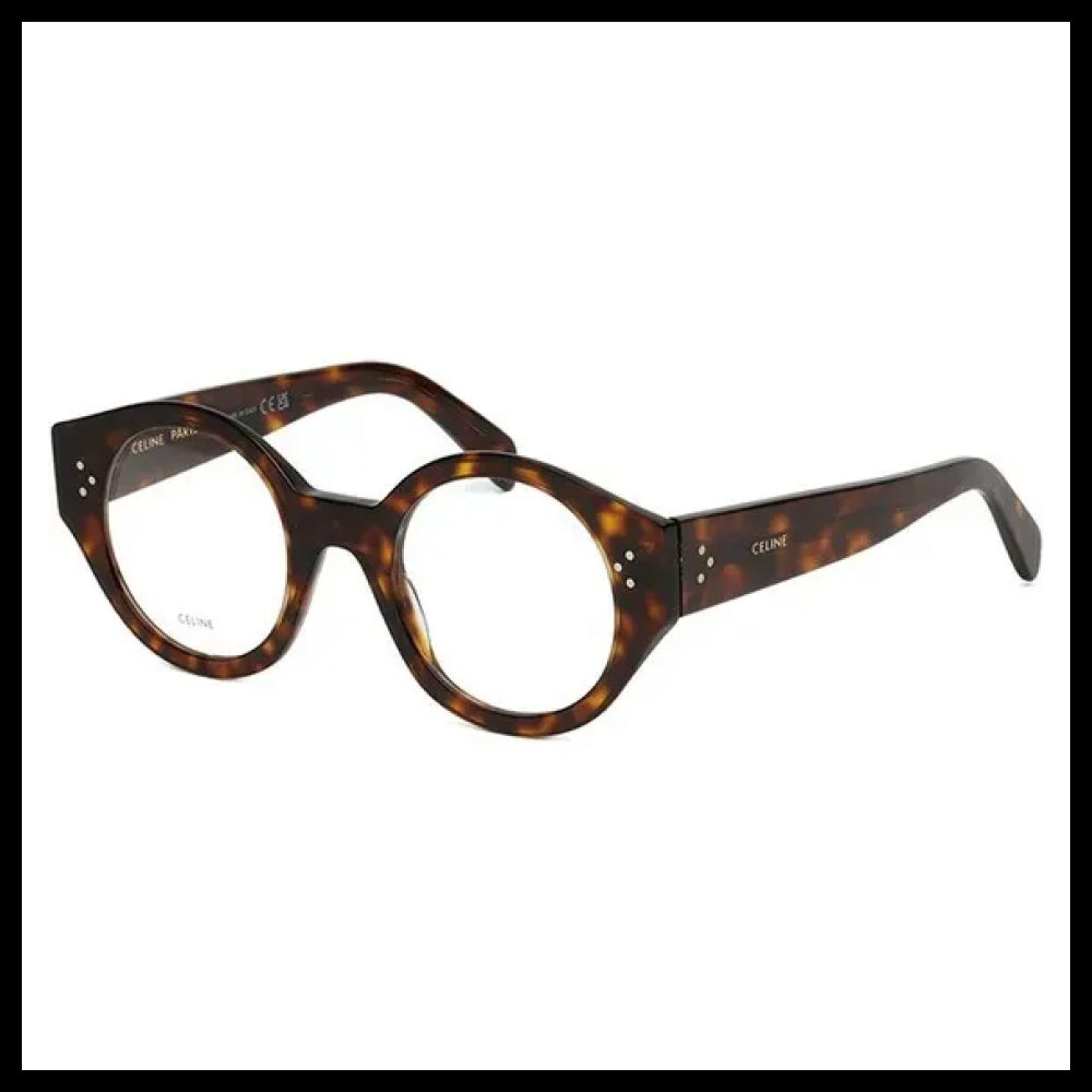 【CELINE】Thick Round Leopard Horn-Rimmed Eyeglasses Fashion