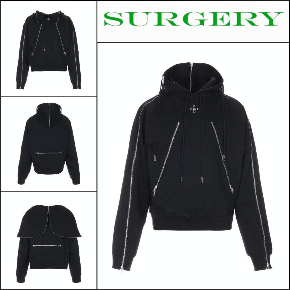 【Surgery】Four Directions Zipper Hoodie Black