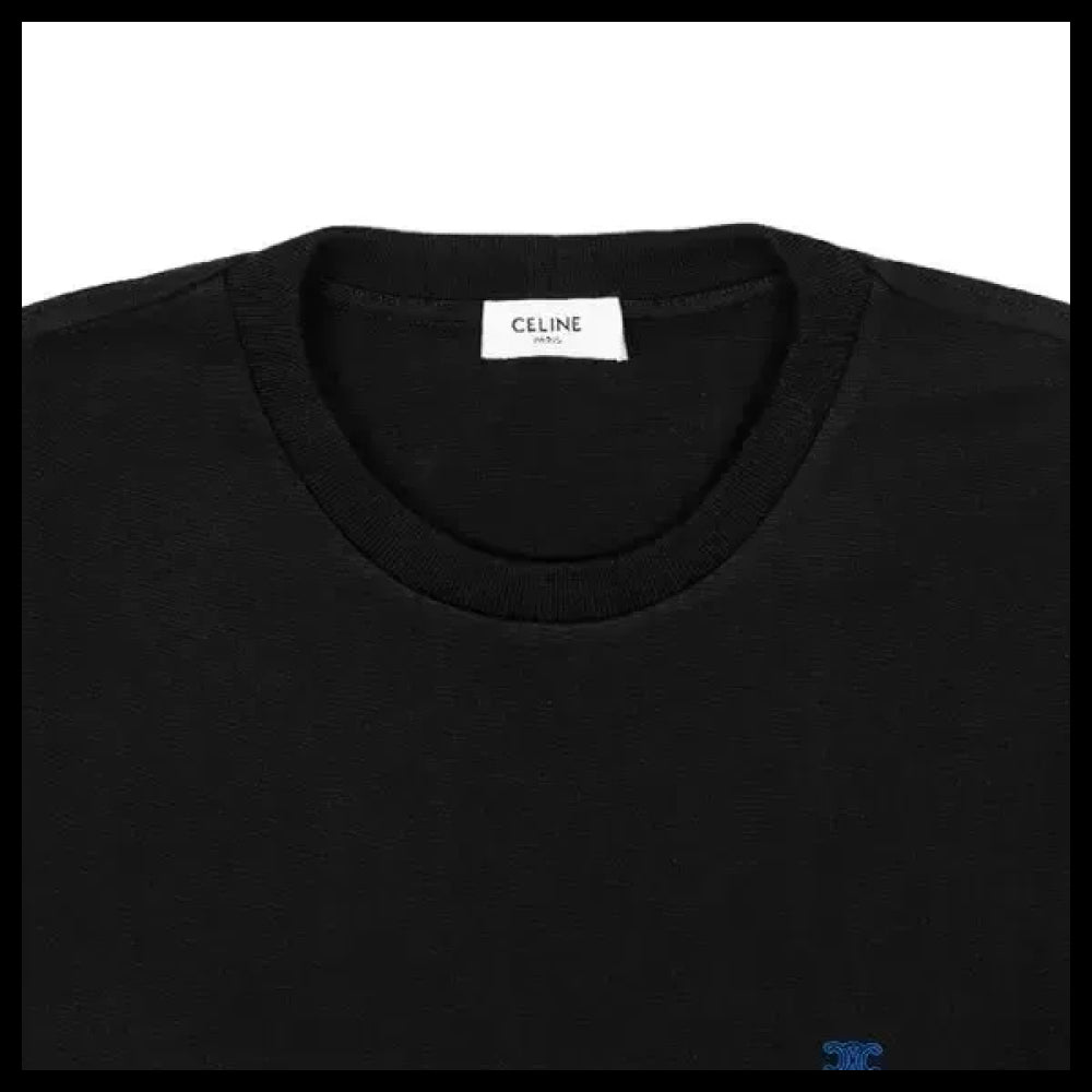 【CELINE】Triomphe Embroidered Cotton Jersey Black Men Short