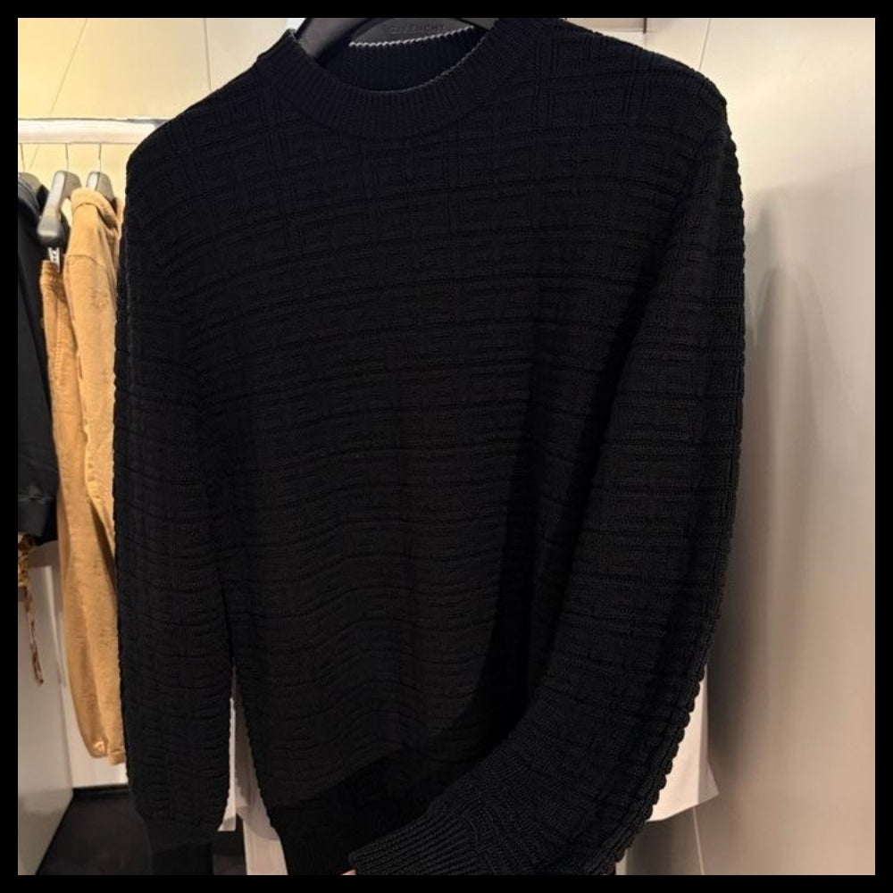 【GIVENCHY】Jacquard Wool Knit Sweater Black