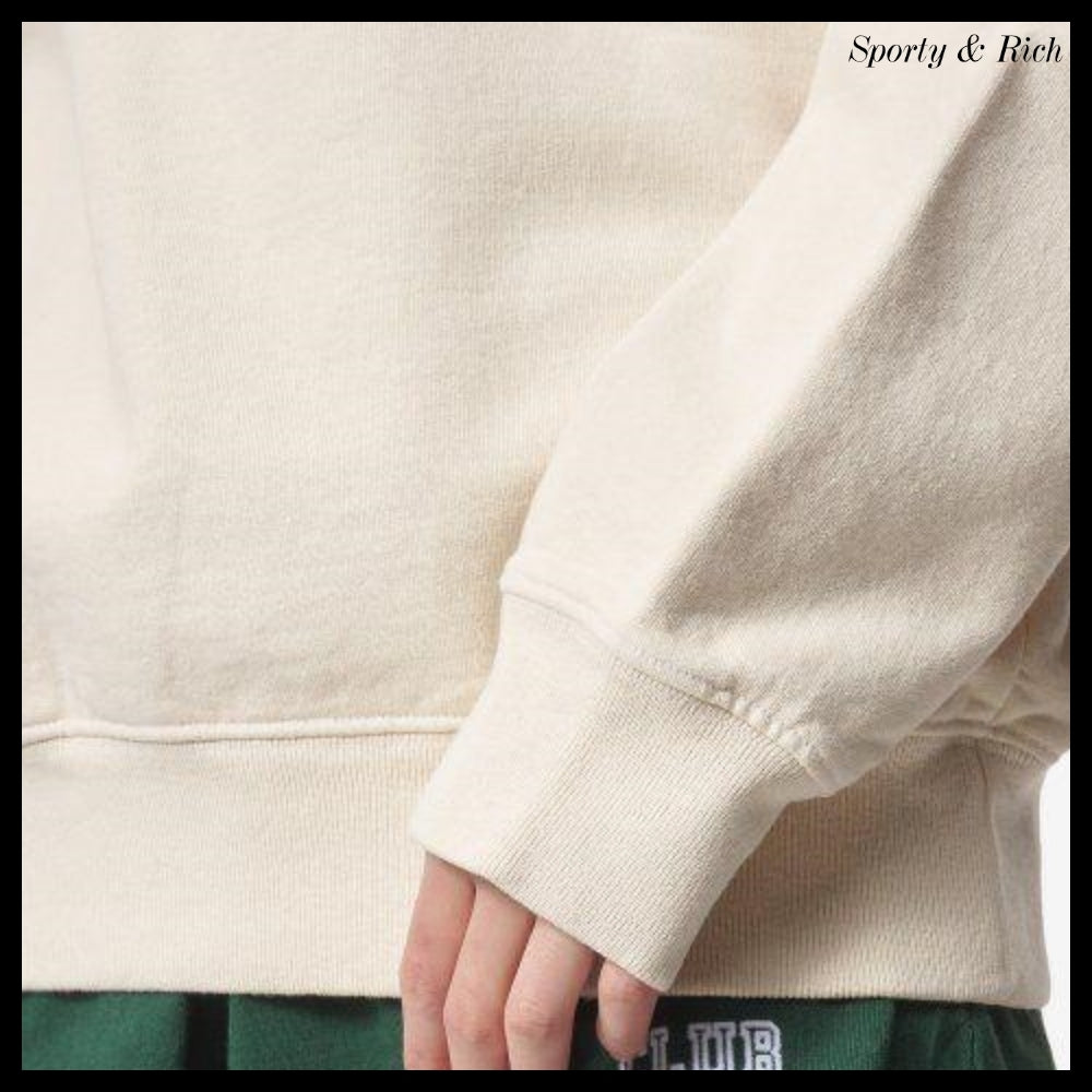 【Sporty & Rich】Racket Club Graphic Print Sweatshirt Cream