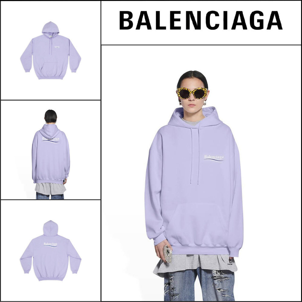 【BALENCIAGA】Political Campaign Hoodie Medium Fit Purple