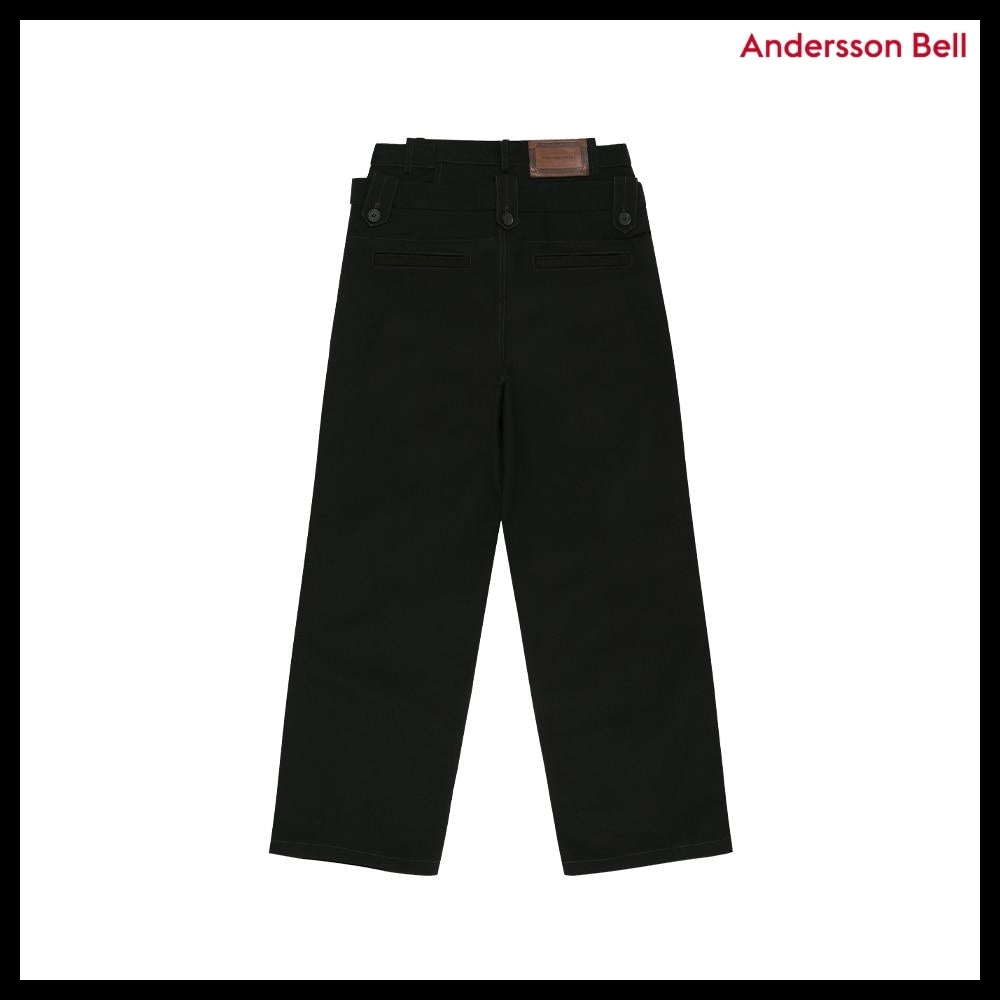 【ANDERSSON BELL】Double Waistband Wide-Leg Trousers Black