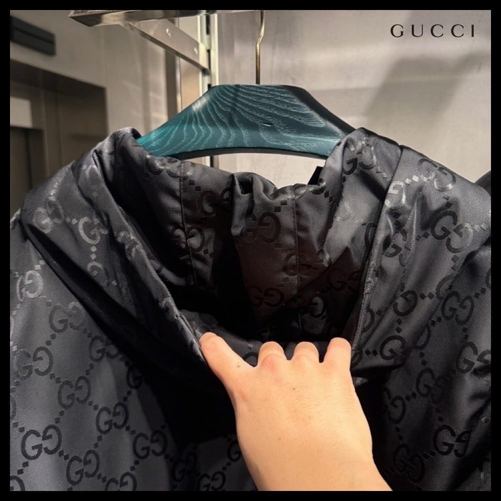 【GUCCI】GG Canvas Nylon Hooded Blouson Jacket Black