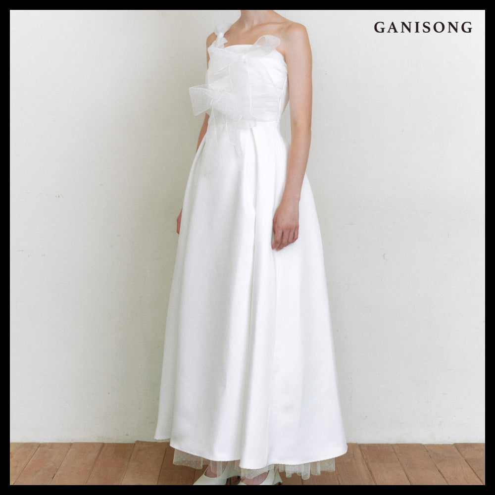 【GANISONG】Bridal Knotted Dress White